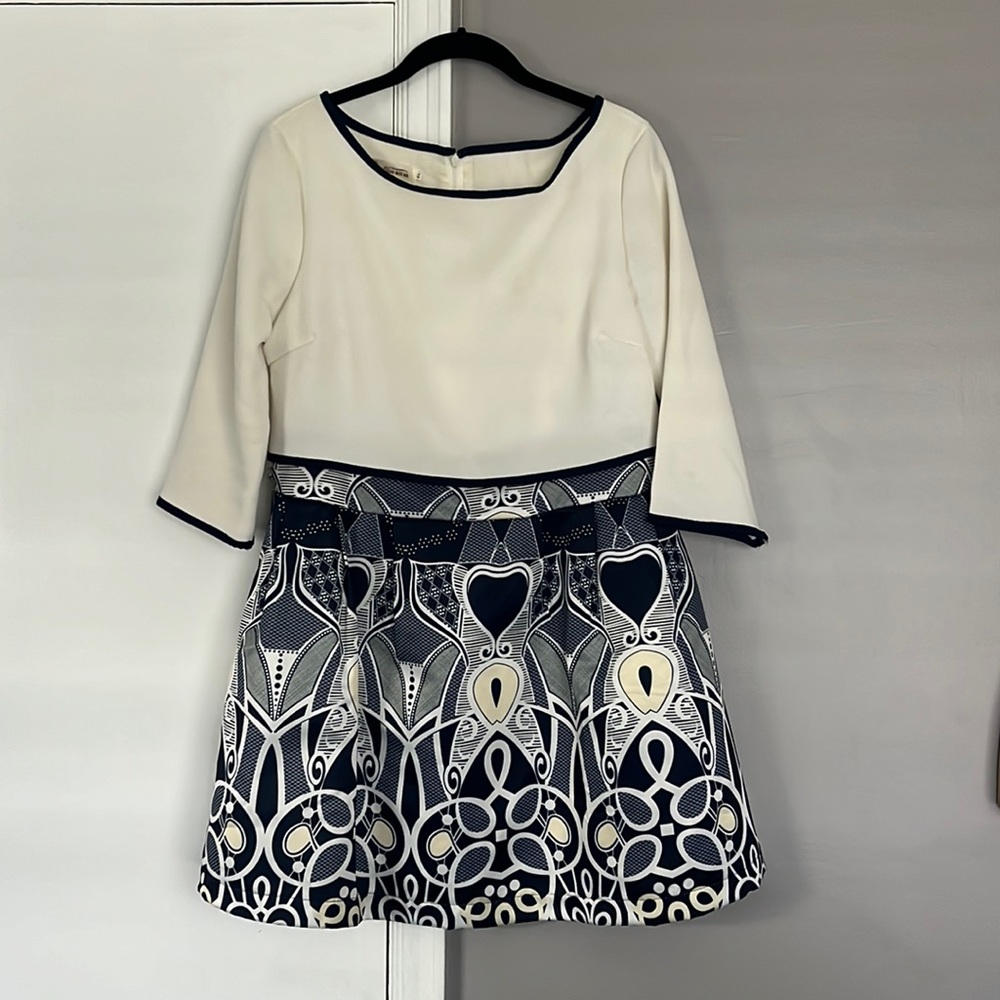 Blue and white mini dress